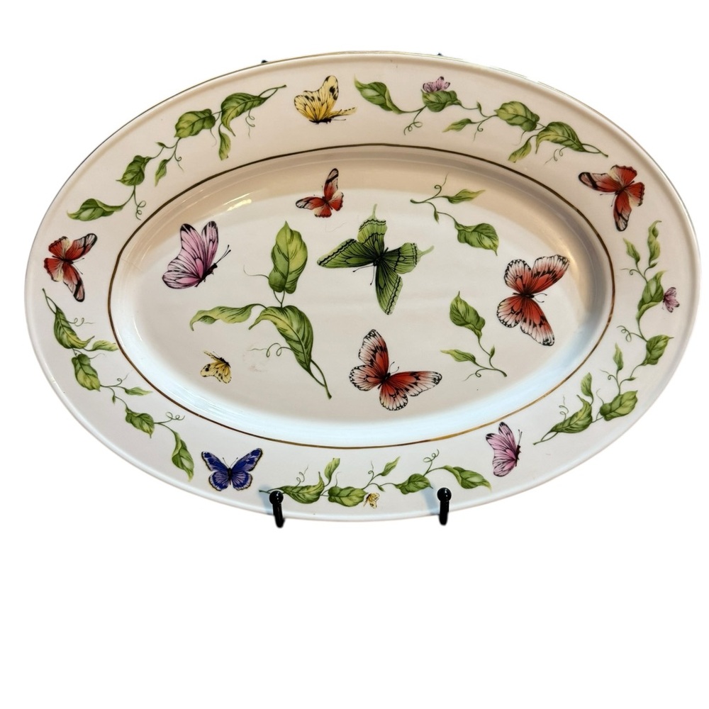 I. Godinger & Co. Butterfly Garden‎ 14” Oval Ceramic Serving Platter